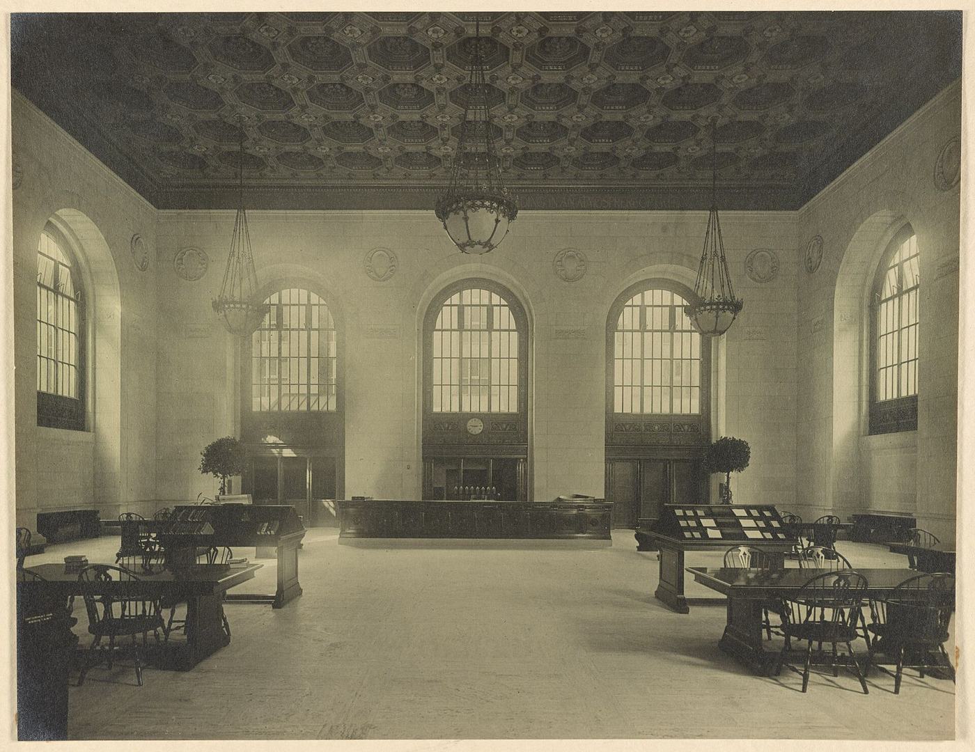 The main reading room of the Detroit Public Library