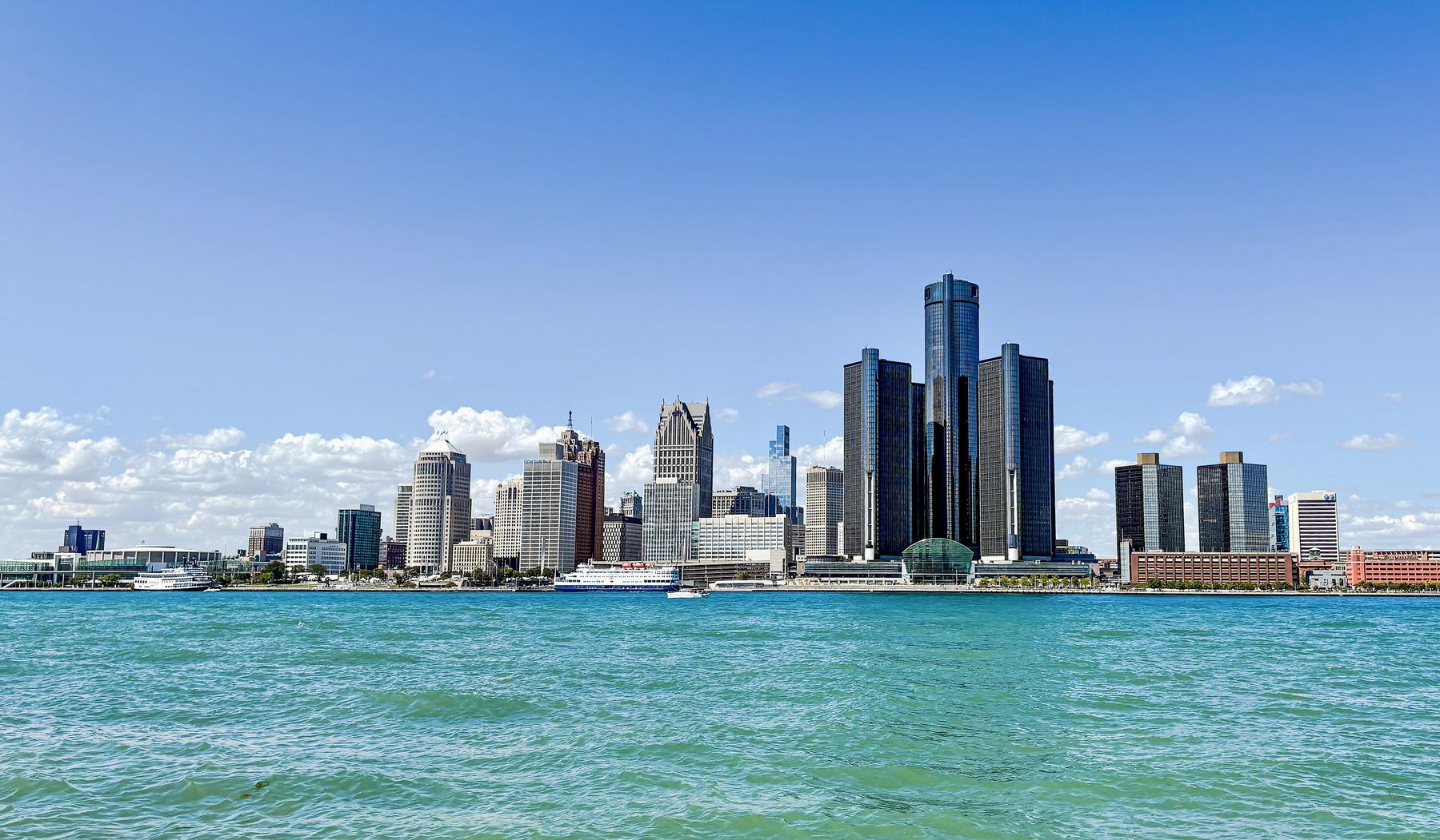 The Detroit skyline at dusk